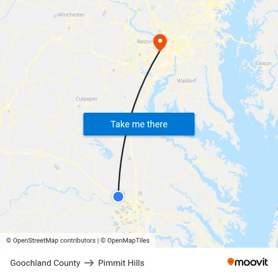 Goochland County to Pimmit Hills map