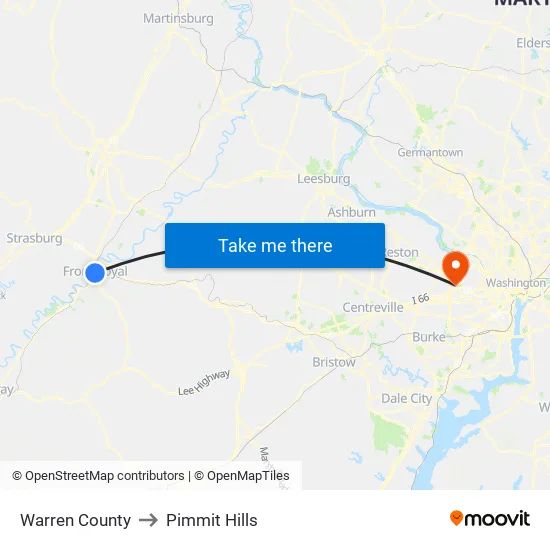 Warren County to Pimmit Hills map