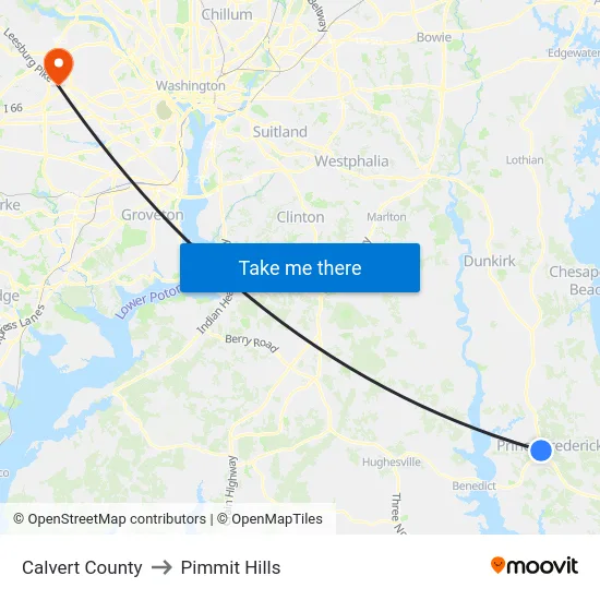 Calvert County to Pimmit Hills map