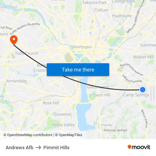 Andrews Afb to Pimmit Hills map