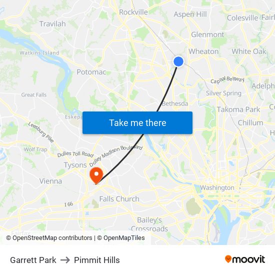 Garrett Park to Pimmit Hills map