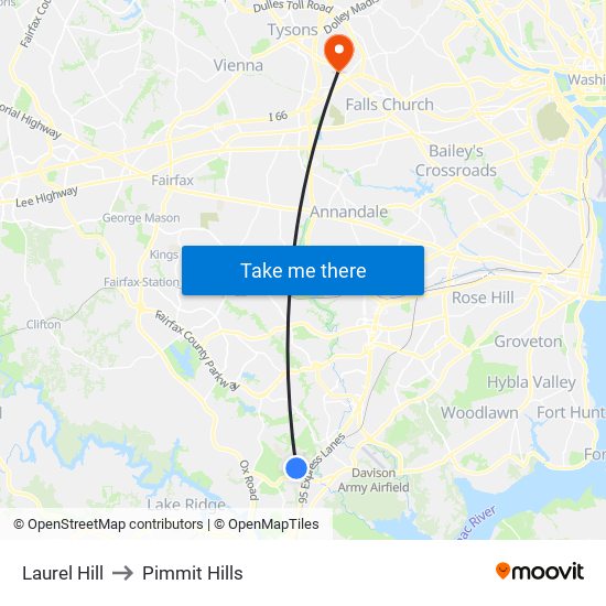 Laurel Hill to Pimmit Hills map