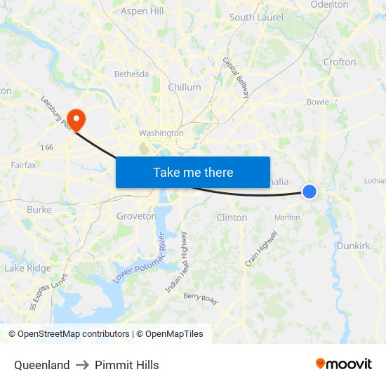 Queenland to Pimmit Hills map