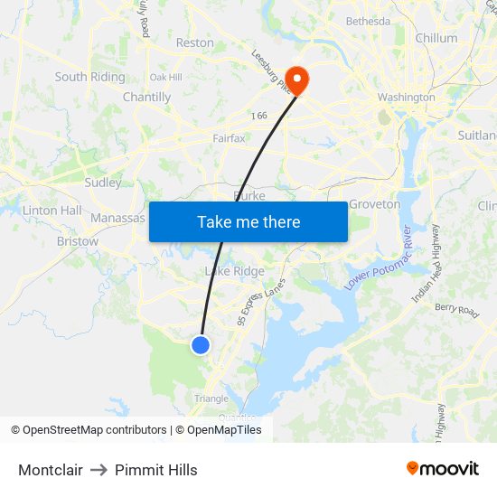 Montclair to Pimmit Hills map