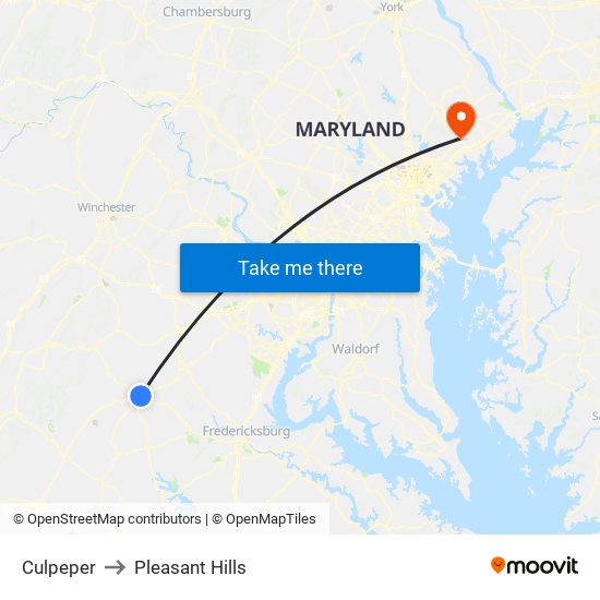 Culpeper to Pleasant Hills map