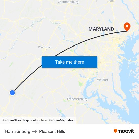 Harrisonburg to Pleasant Hills map