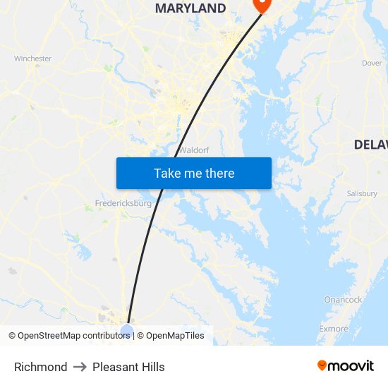 Richmond to Pleasant Hills map