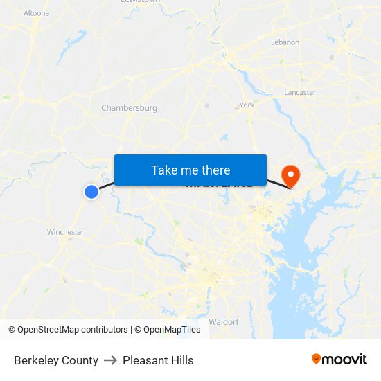 Berkeley County to Pleasant Hills map