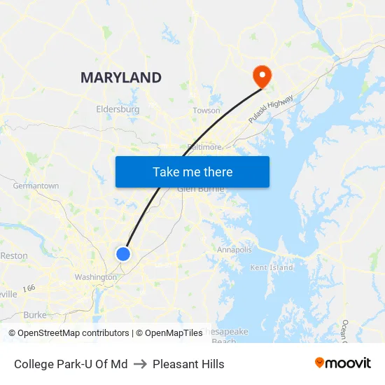 College Park-U Of Md to Pleasant Hills map