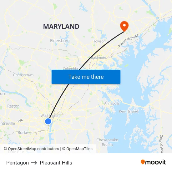 Pentagon to Pleasant Hills map