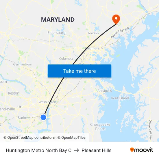 Huntington Metro North Bay C to Pleasant Hills map