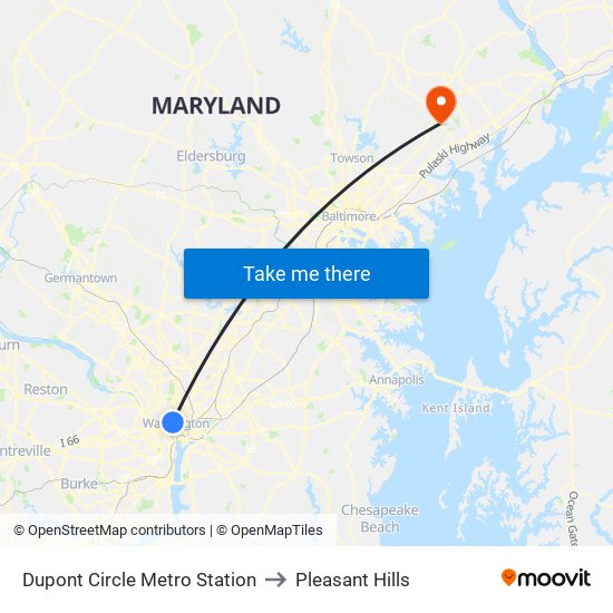 Dupont Circle Metro Station to Pleasant Hills map