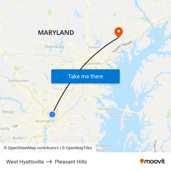 West Hyattsville to Pleasant Hills map