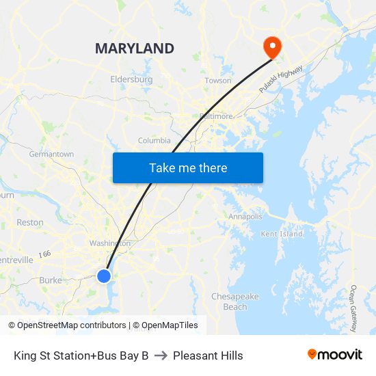 King Street-Old Town+Bay B to Pleasant Hills map