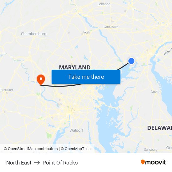 North East to Point Of Rocks map