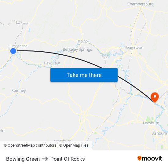 Bowling Green to Point Of Rocks map