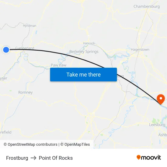 Frostburg to Point Of Rocks map