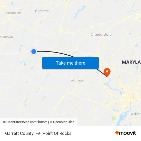 Garrett County to Point Of Rocks map