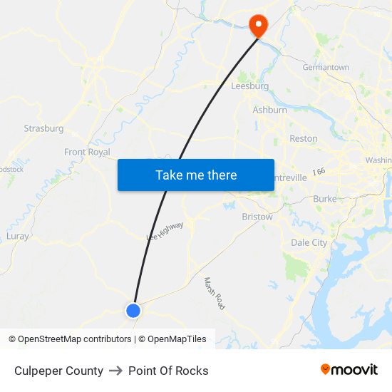 Culpeper County to Point Of Rocks map