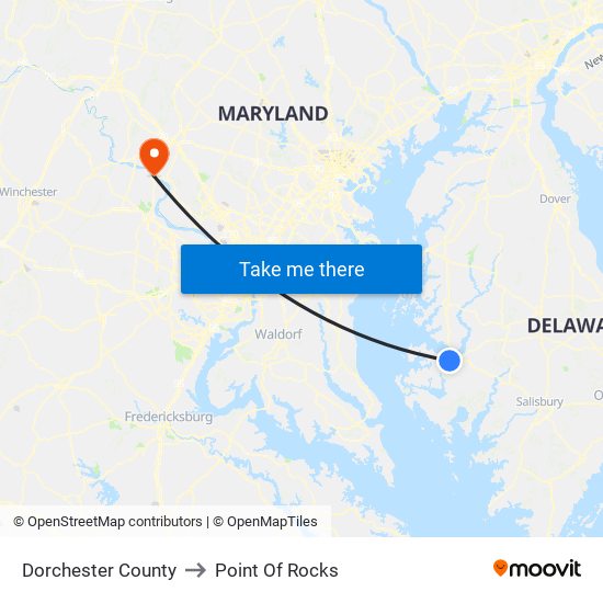 Dorchester County to Point Of Rocks map