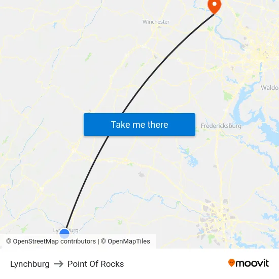 Lynchburg to Point Of Rocks map