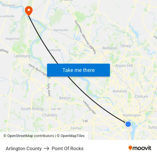 Arlington County to Point Of Rocks map