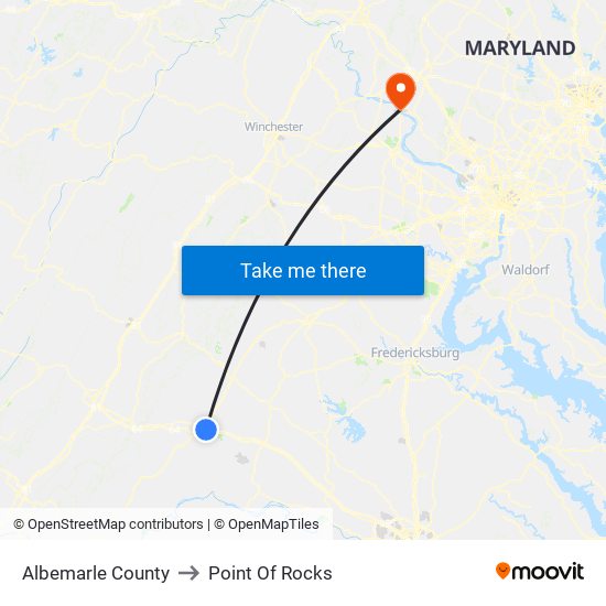 Albemarle County to Point Of Rocks map