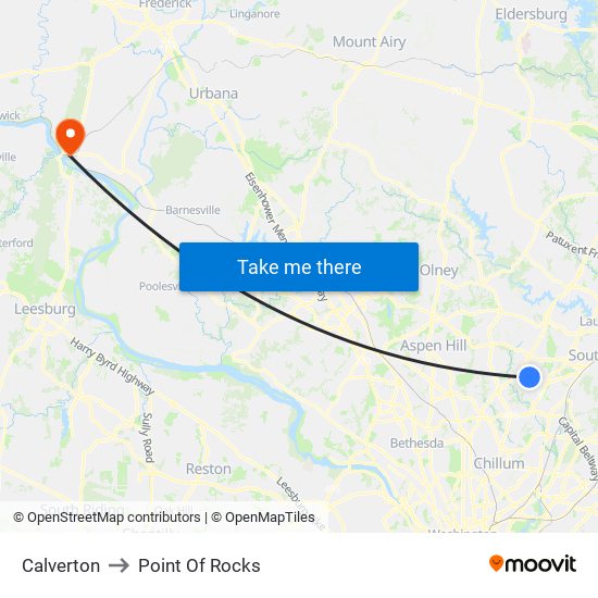 Calverton to Point Of Rocks map