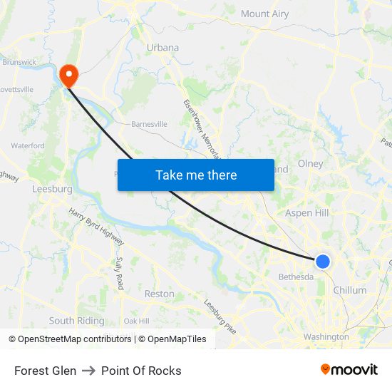 Forest Glen to Point Of Rocks map