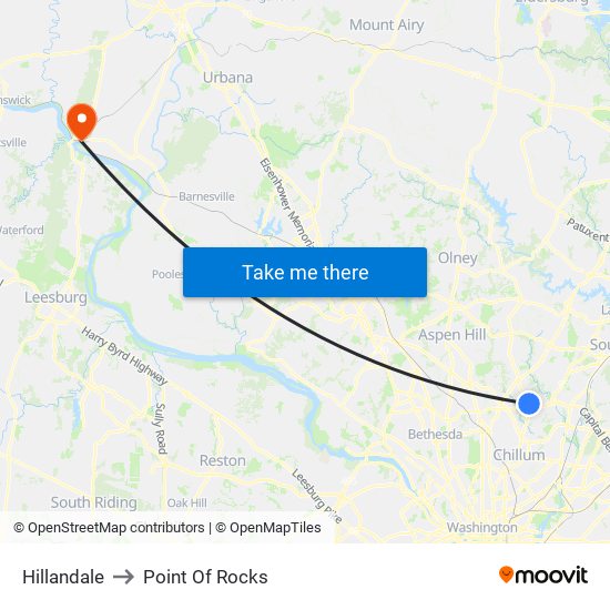 Hillandale to Point Of Rocks map