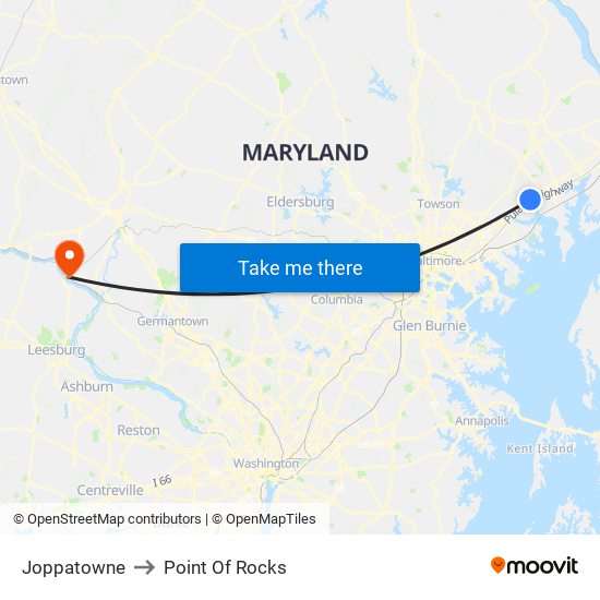 Joppatowne to Point Of Rocks map