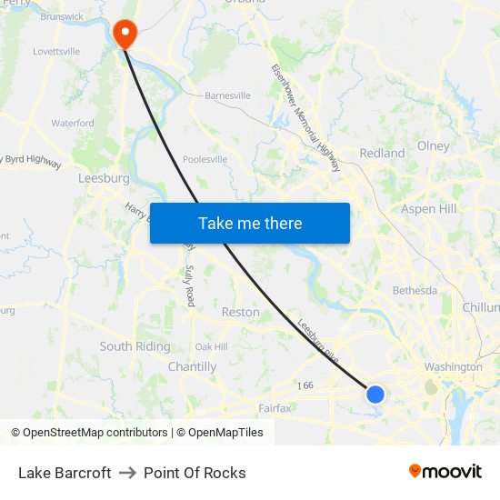 Lake Barcroft to Point Of Rocks map
