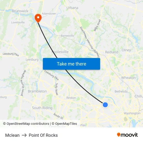 Mclean to Point Of Rocks map