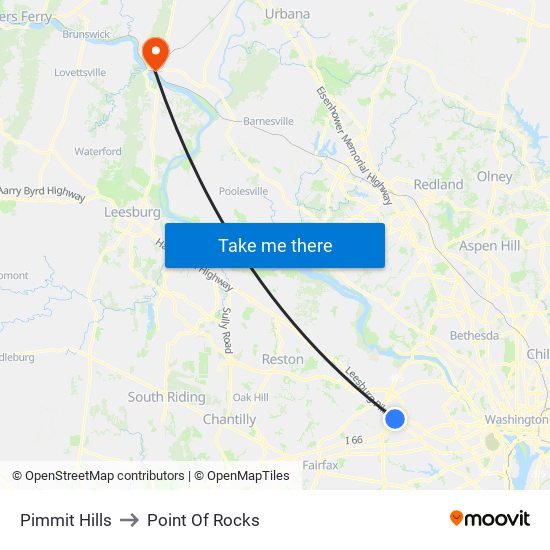 Pimmit Hills to Point Of Rocks map