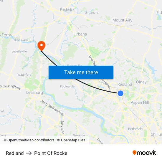 Redland to Point Of Rocks map