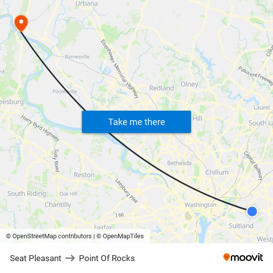 Seat Pleasant to Point Of Rocks map