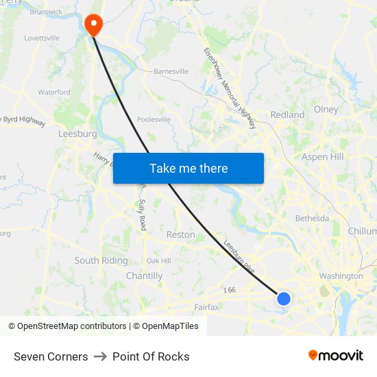 Seven Corners to Point Of Rocks map