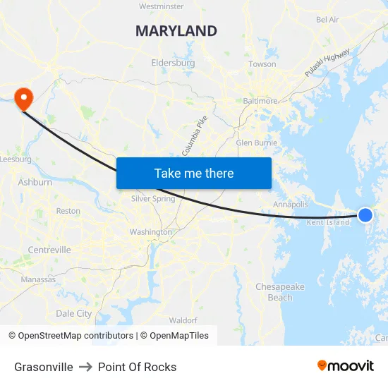 Grasonville to Point Of Rocks map