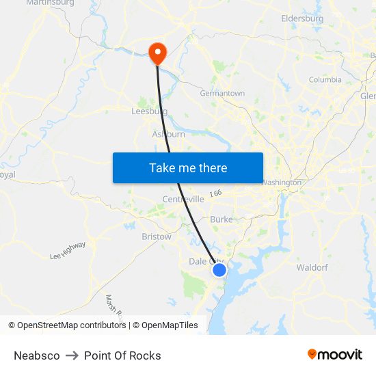 Neabsco to Point Of Rocks map