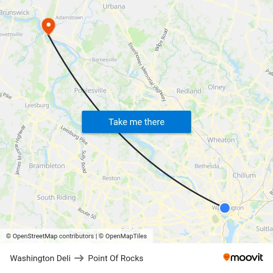 Washington Deli to Point Of Rocks map