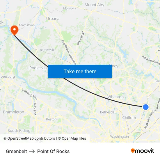 Greenbelt to Point Of Rocks map