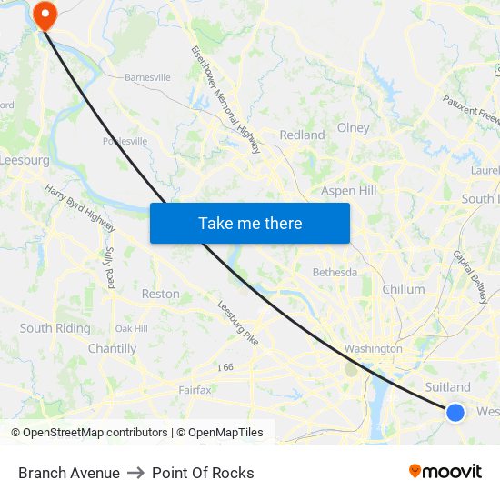 Branch Avenue to Point Of Rocks map