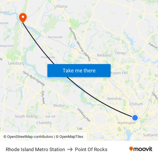 Rhode Island Metro Station to Point Of Rocks map