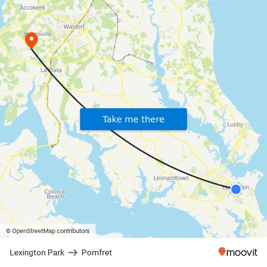 Lexington Park to Pomfret map