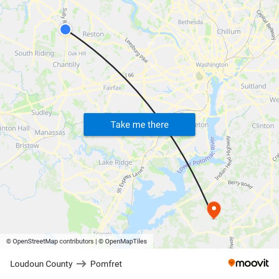 Loudoun County to Pomfret map