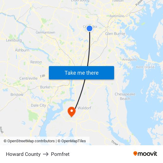 Howard County to Pomfret map