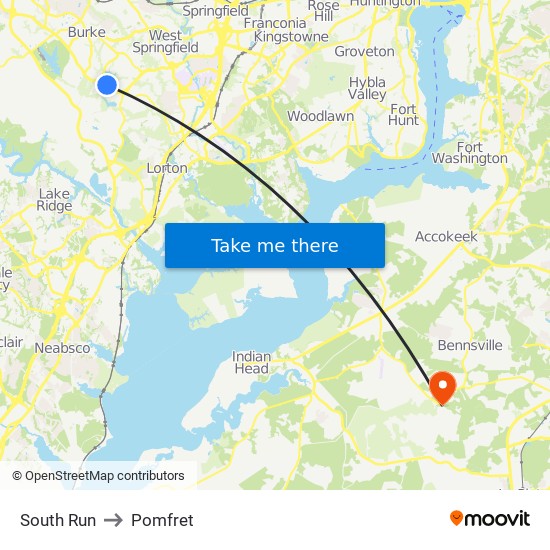 South Run to Pomfret map