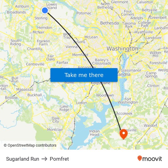 Sugarland Run to Pomfret map