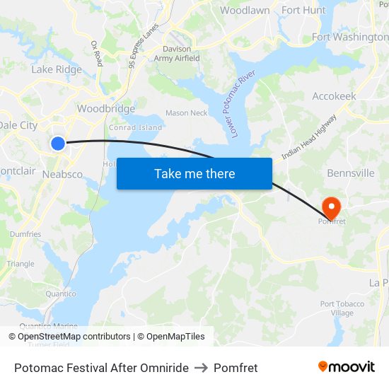 Potomac Festival After Omniride to Pomfret map