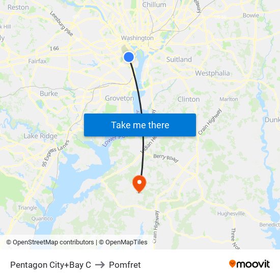 Pentagon City+Bay C to Pomfret map